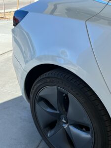 Dented Quarter Panel Tesla Model S
